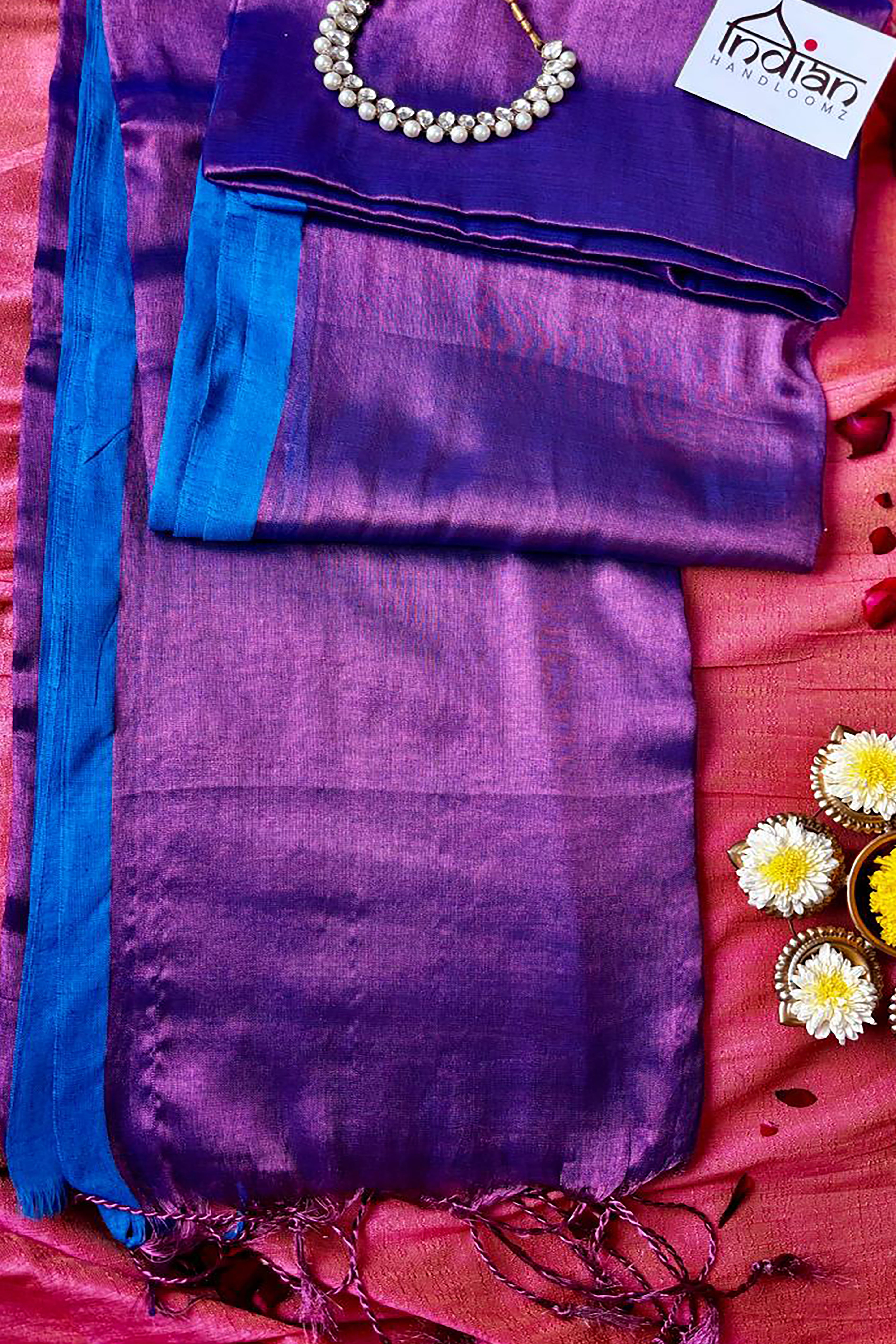 Sahana Pure Tissue Linen Saree in Aubergine Colour