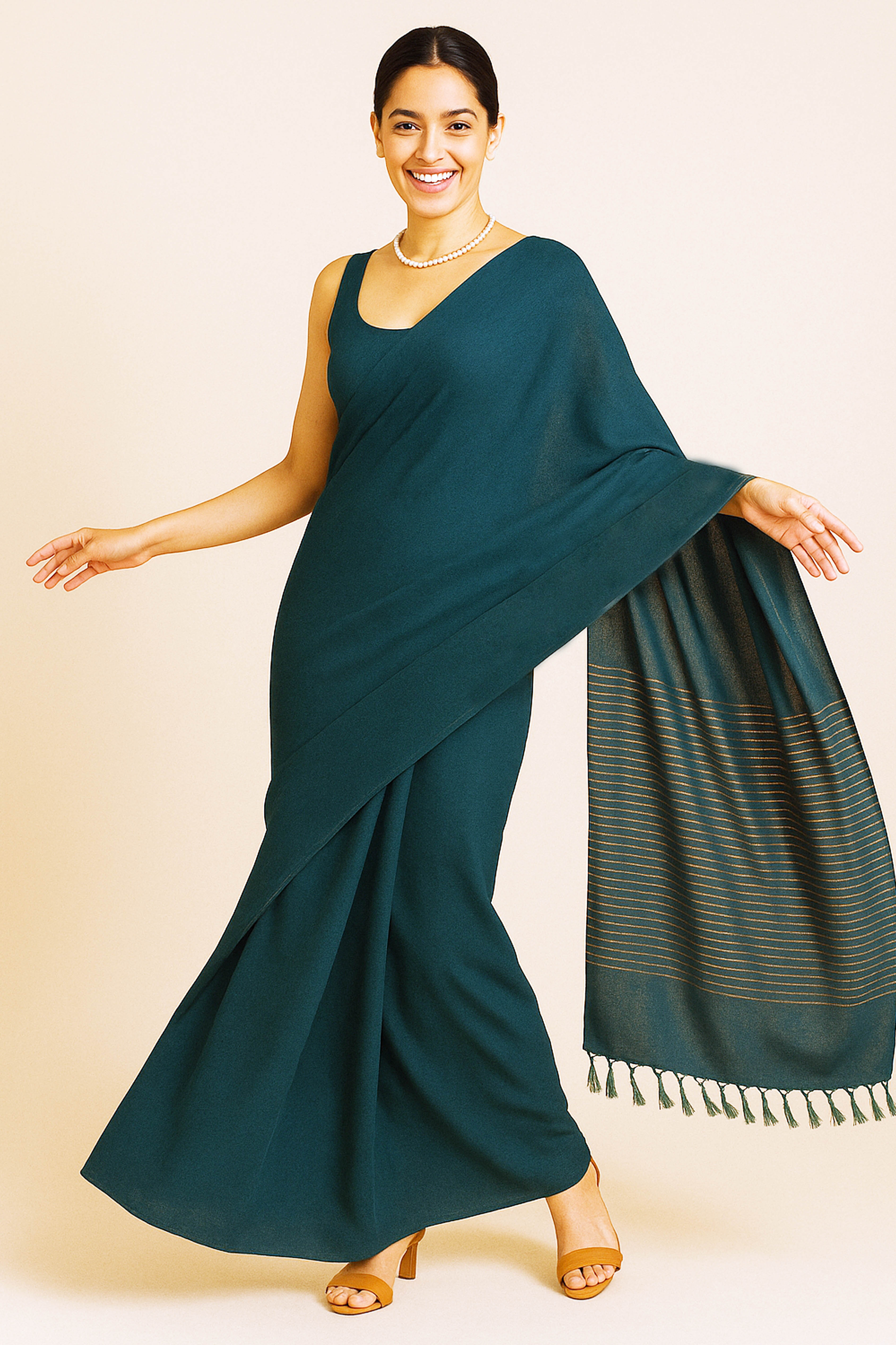 Harini Jamdani Slub Cotton Saree in Bottle Green Colour - Indian Handloomz