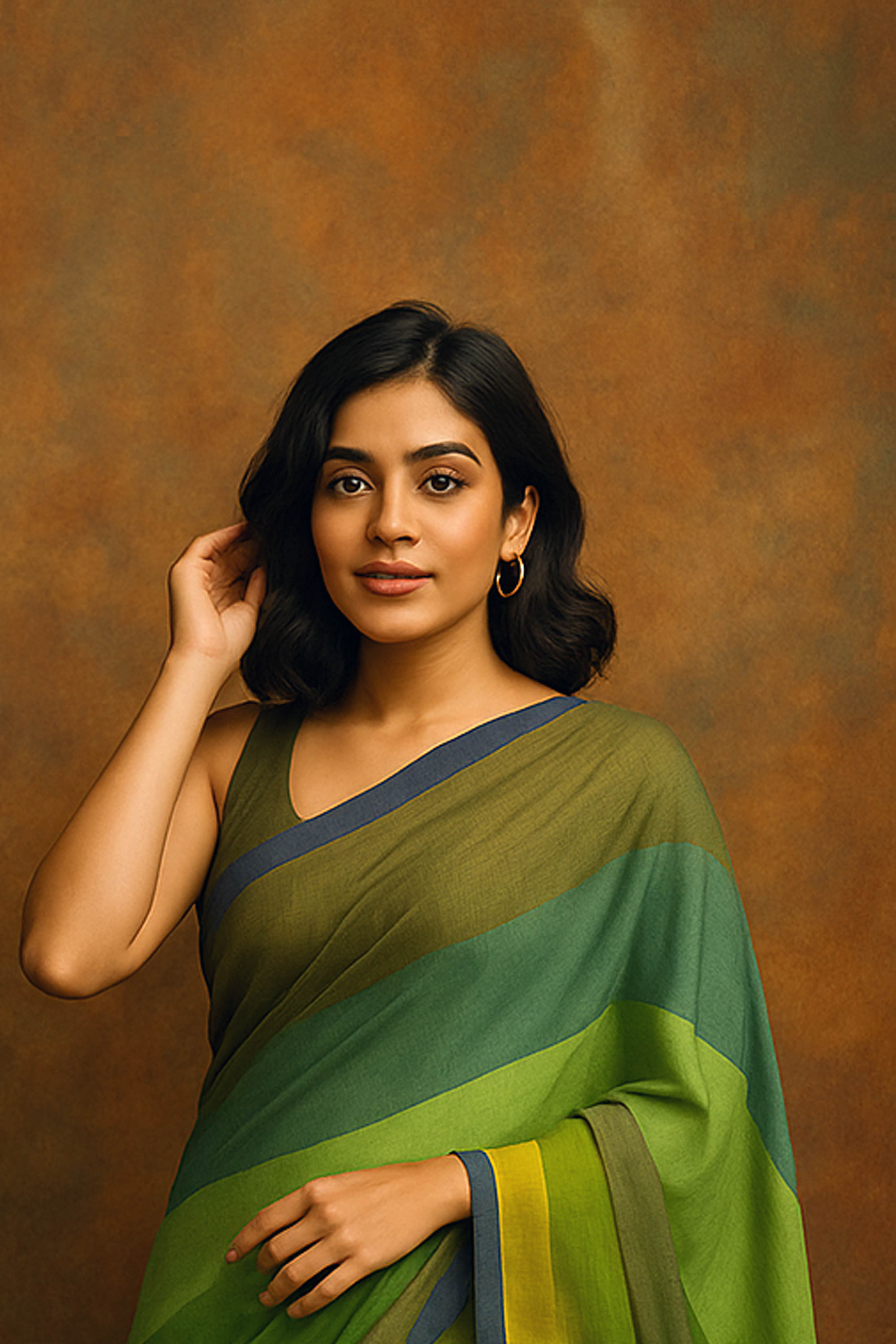 Jamdani Mul Cotton Rainbow Saree in Multi Colour - Indian Handloomz