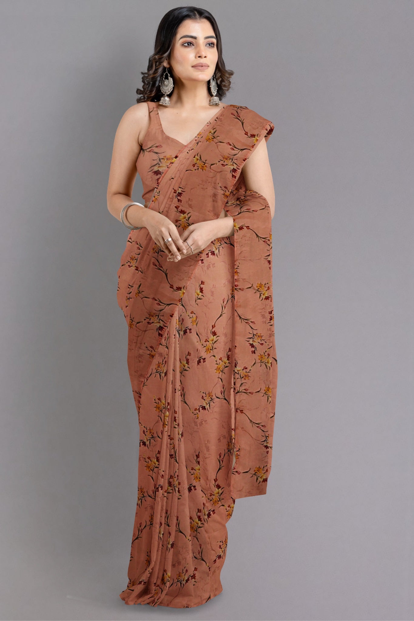 Anaya Organza Silk Saree in Digital Printing, Soft Gradations Colour & Fine Floral Motifs - Indian Handloomz