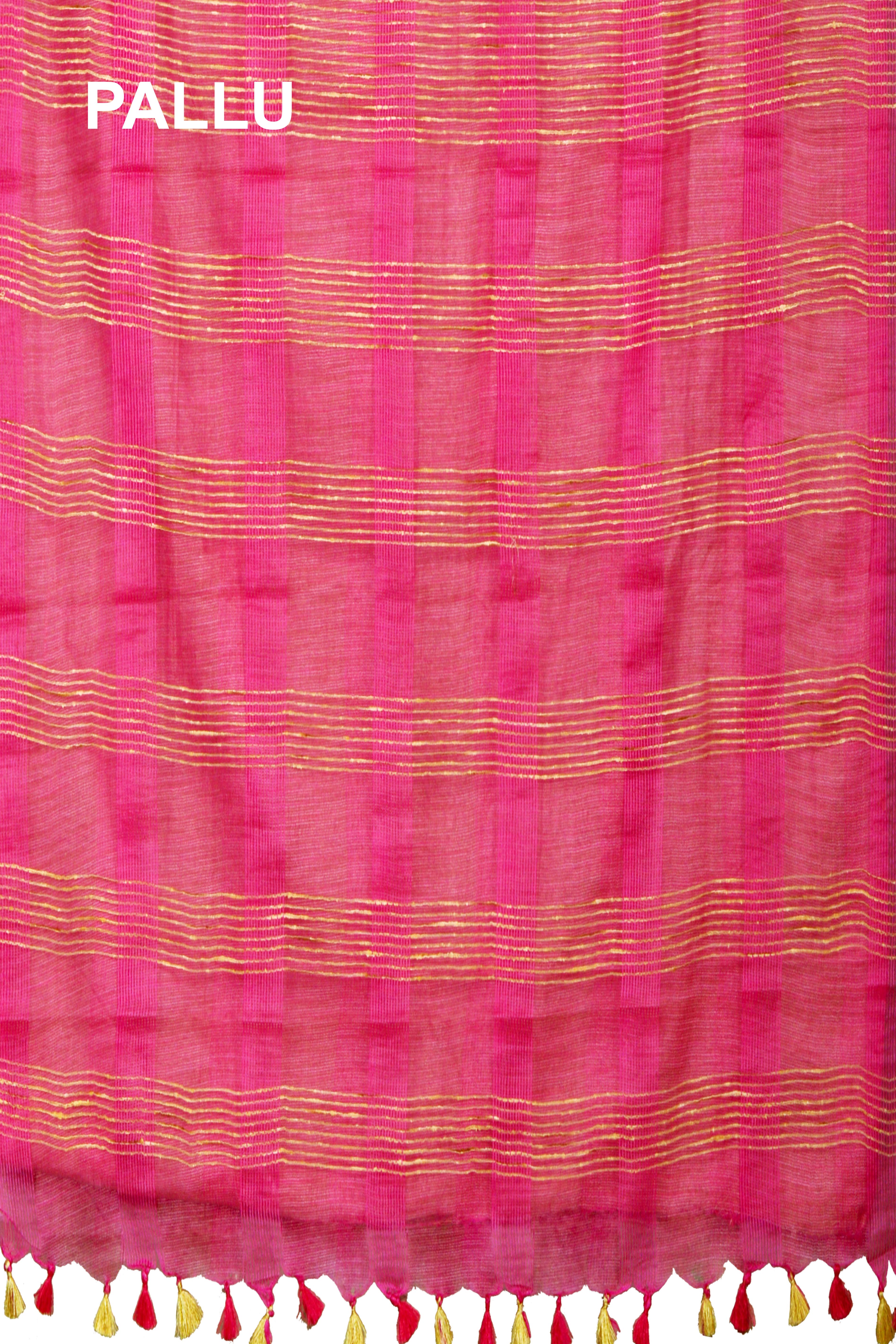 Mohini Harmoniously Ghicha Blended with Organza Saree in Dark Pink & Golden Zari Stripes