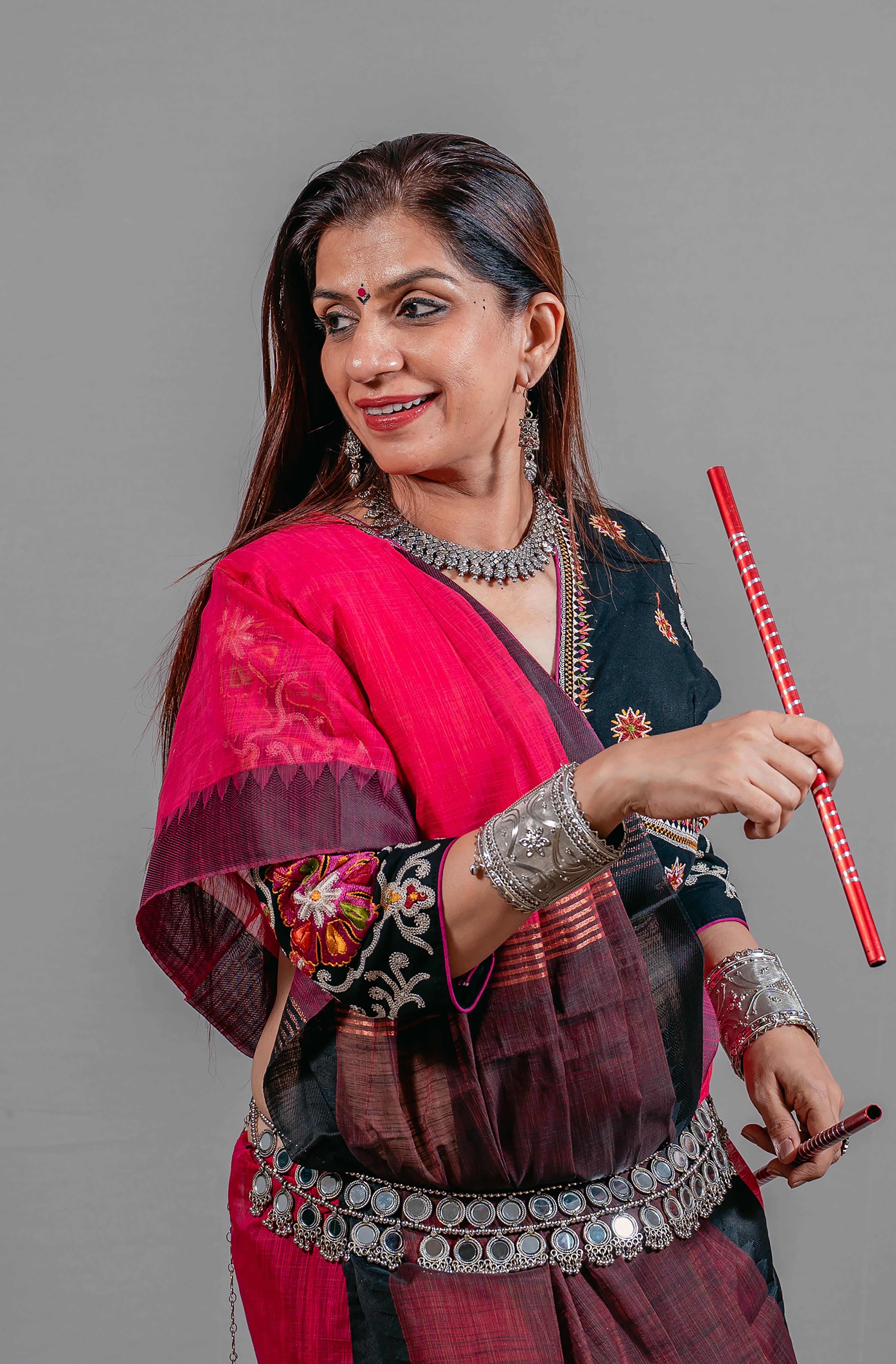 Sanika Kanchi Cotton Saree in Reddish Pink with Black Temple Border