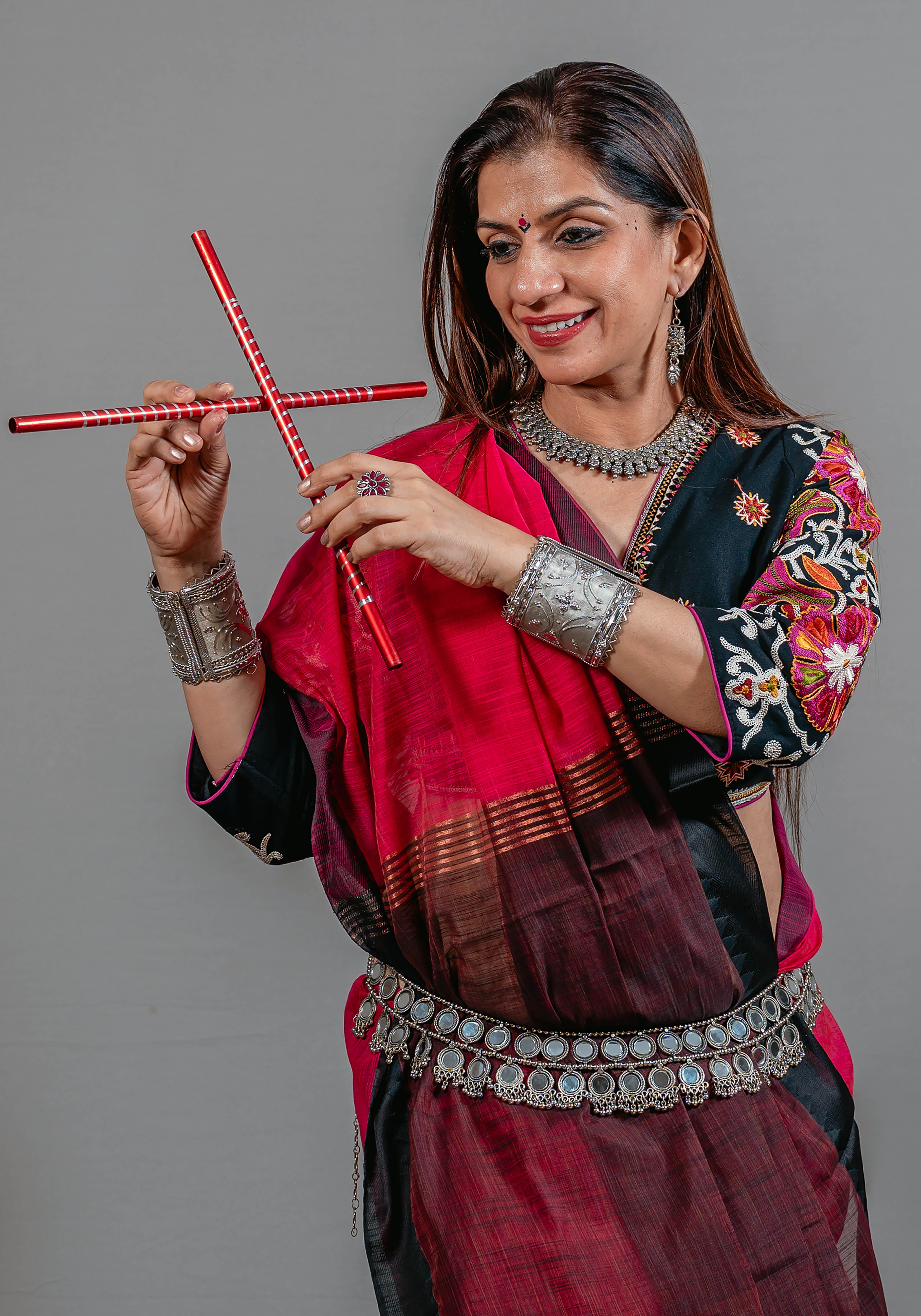 Sanika Kanchi Cotton Saree in Reddish Pink with Black Temple Border