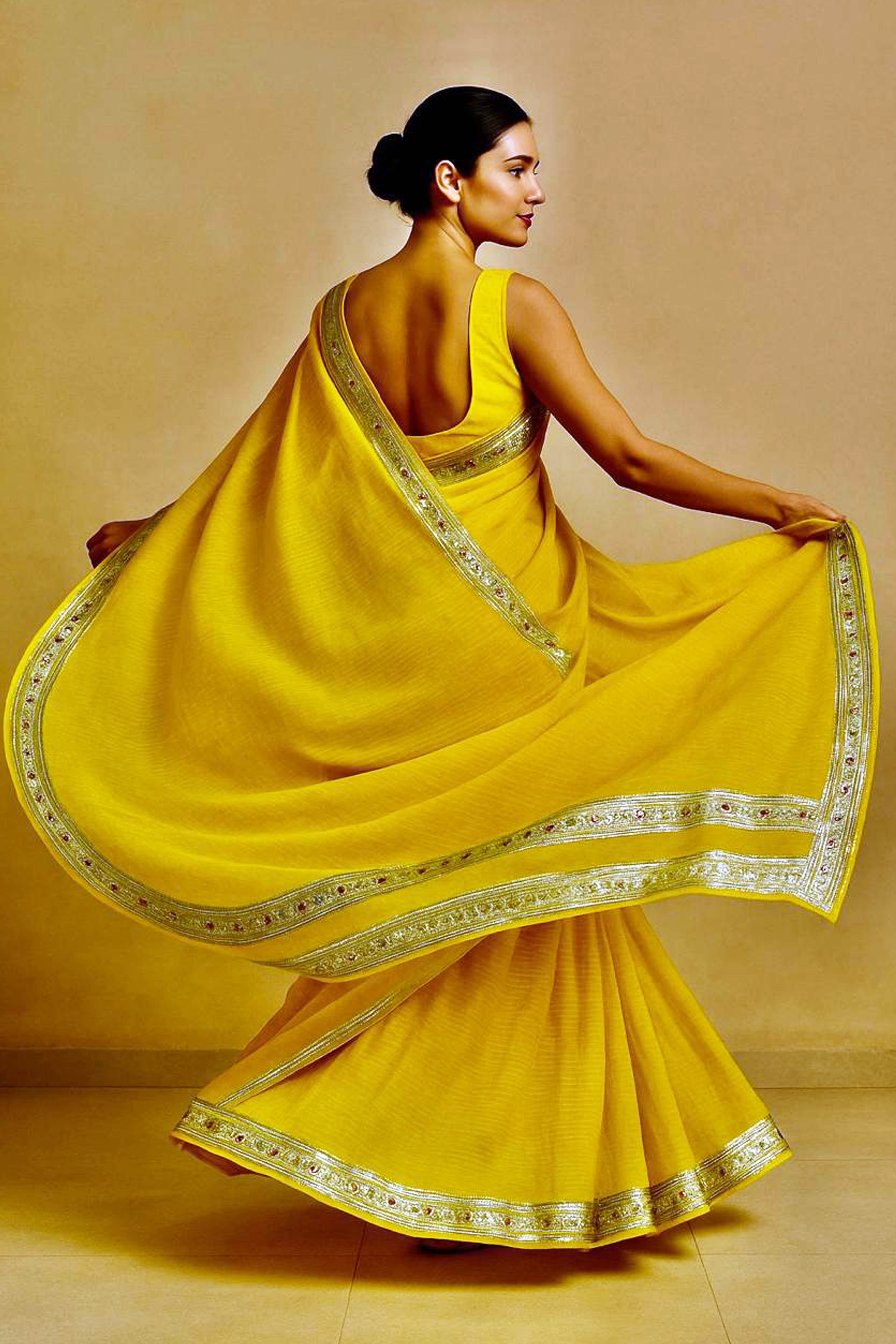 Pure Kota Silk Saree in Yellow Colour - Indian Handloomz