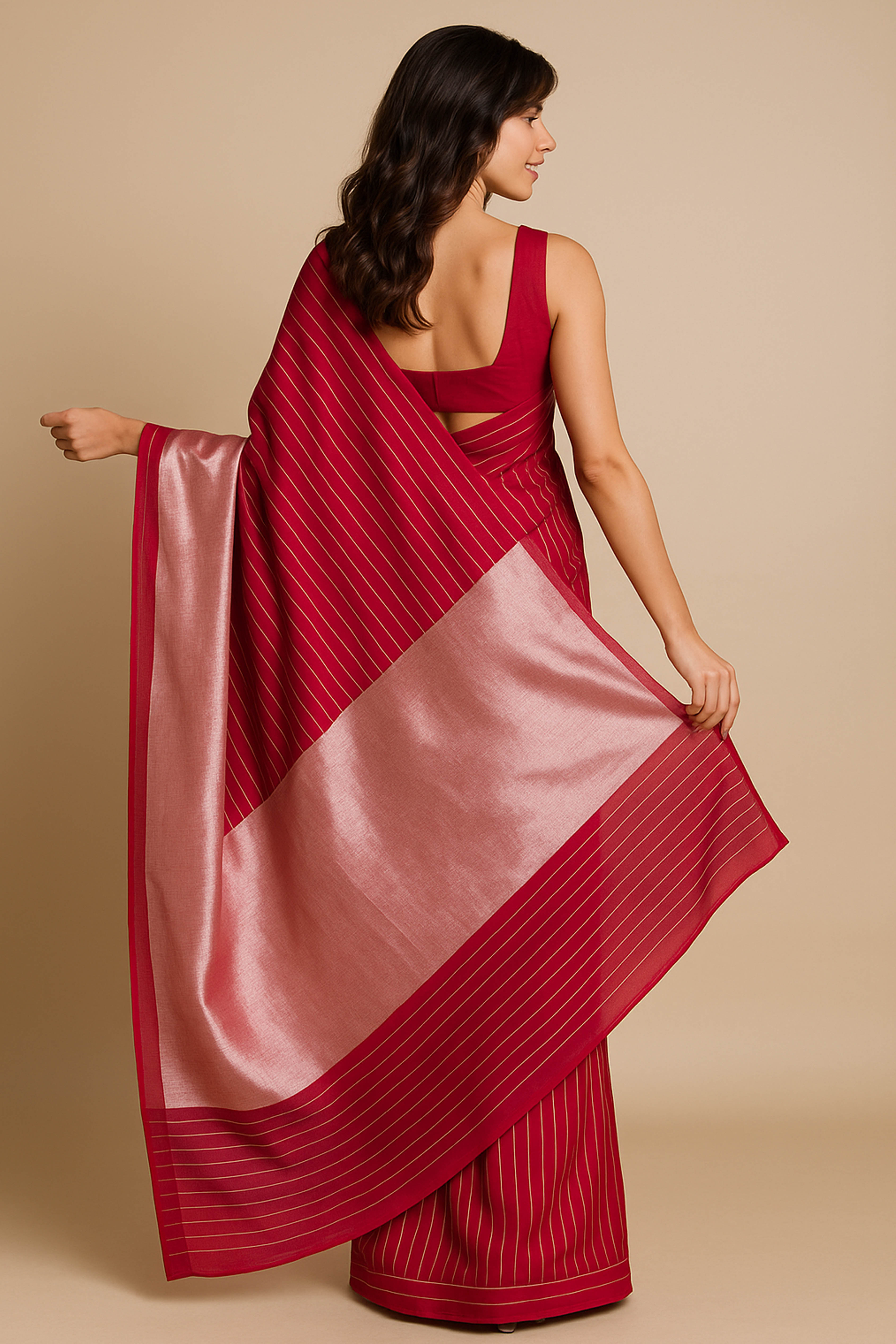 Red & Silver Jamdani Cotton Saree - Indian Handloomz