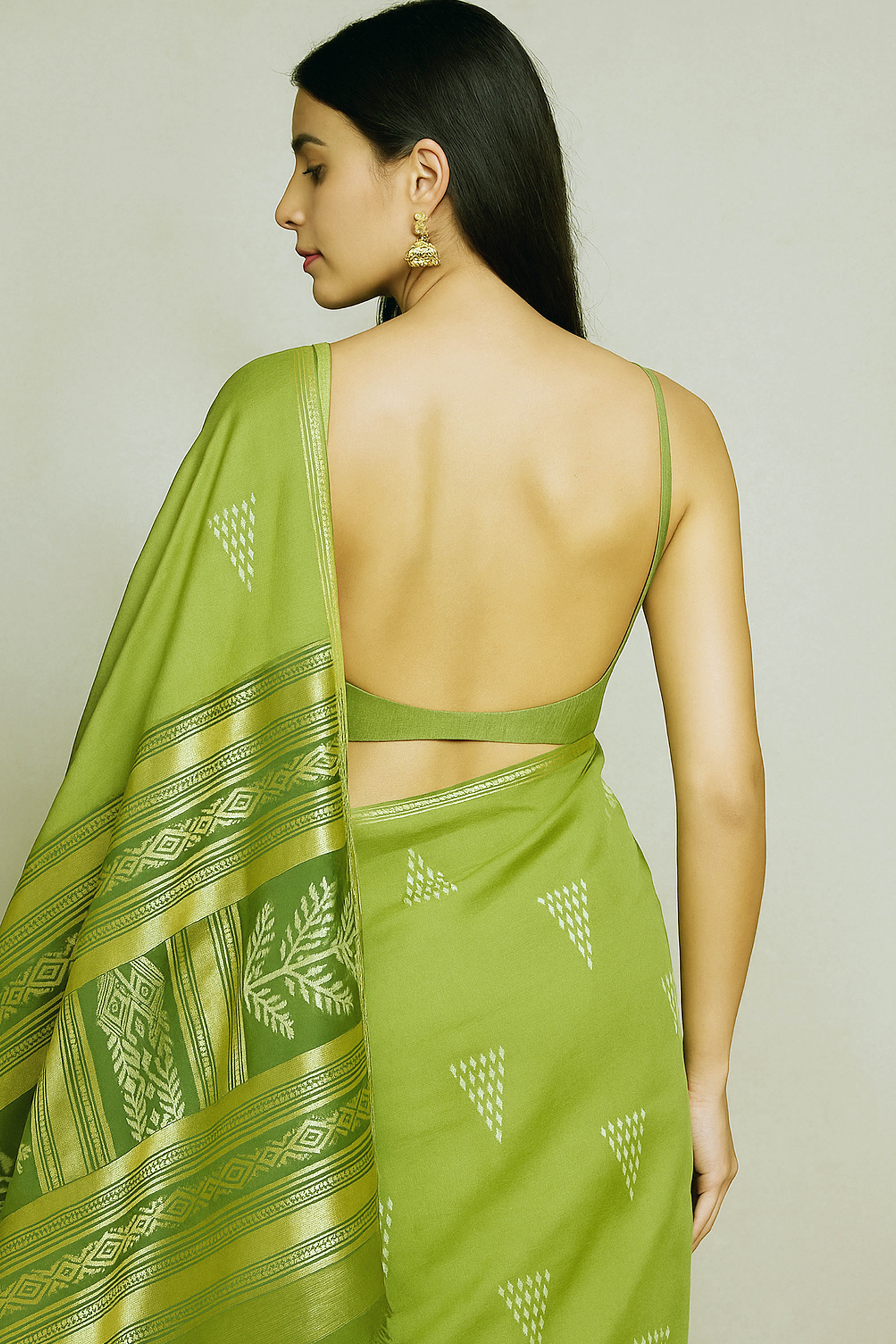 Stunning Green Ikkat Saree - Indian Handloomz