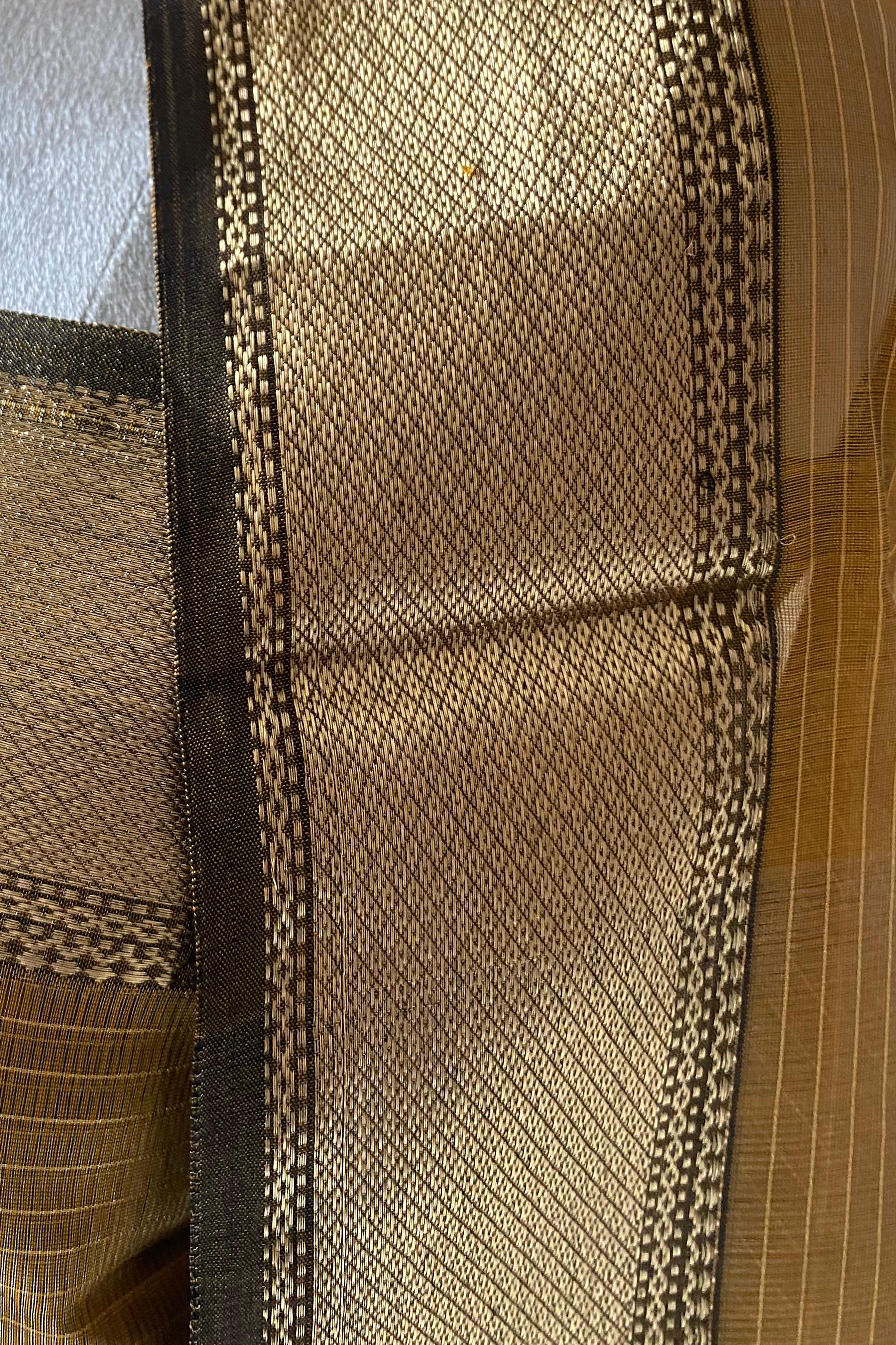 Farida Mustard Yellow Tissue Cotton Silk Maheshwari Unstitched Suit Set - Indian Handloomz
