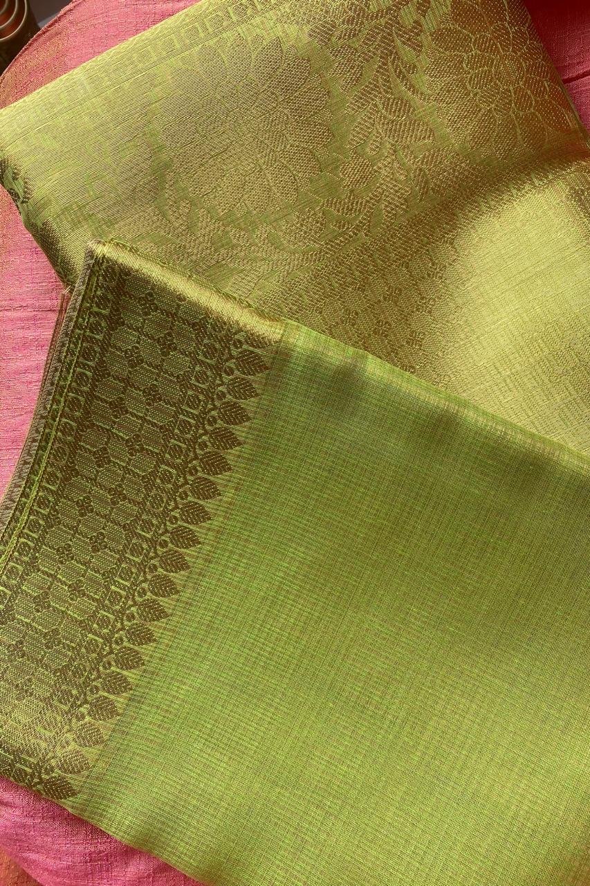 Mahi Banarasi Nayanthara's Blended Tissue Silk Saree in Light Green Colour