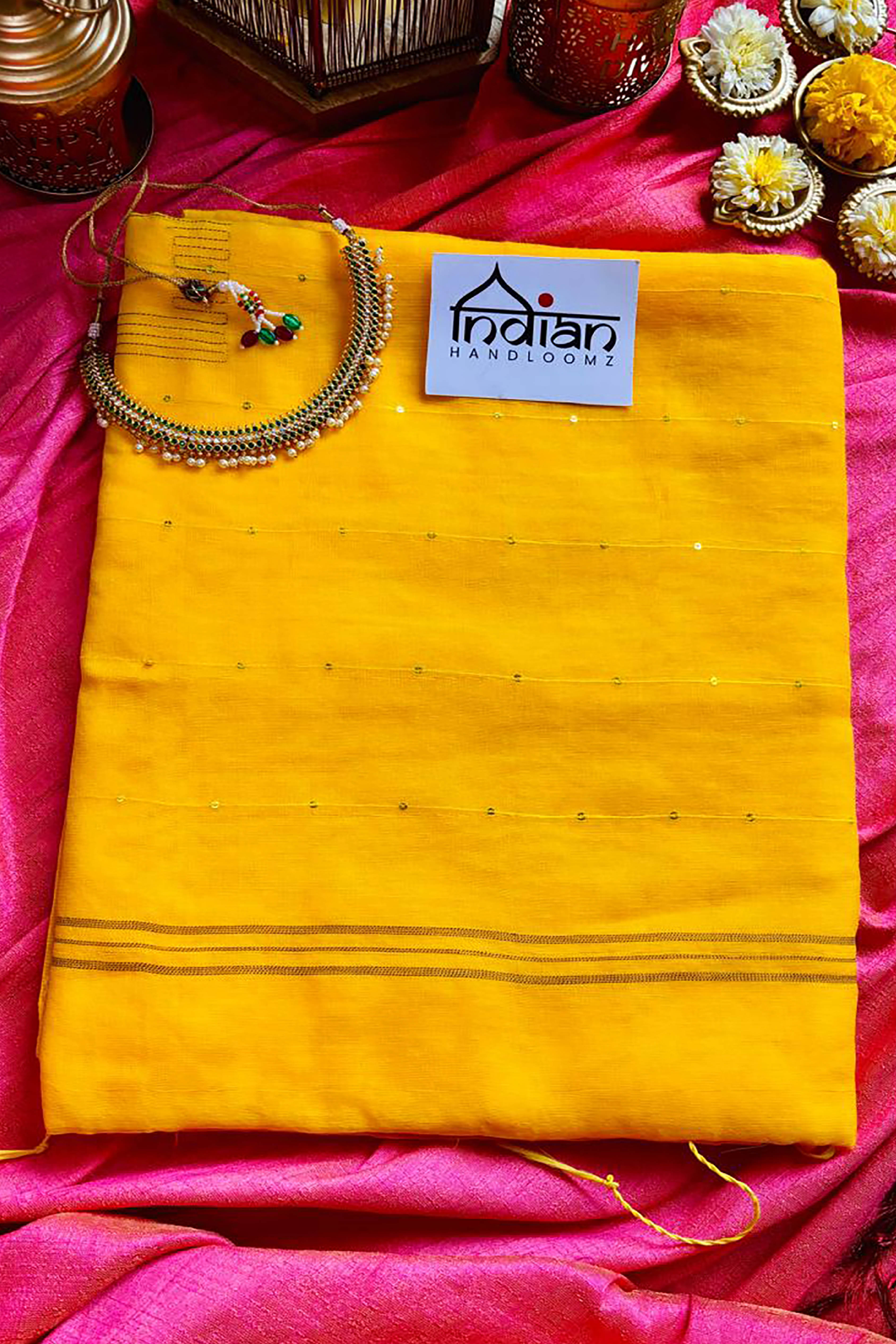 Pitah Jamdani Pure Linen Handloom Saree with Mukaish Work