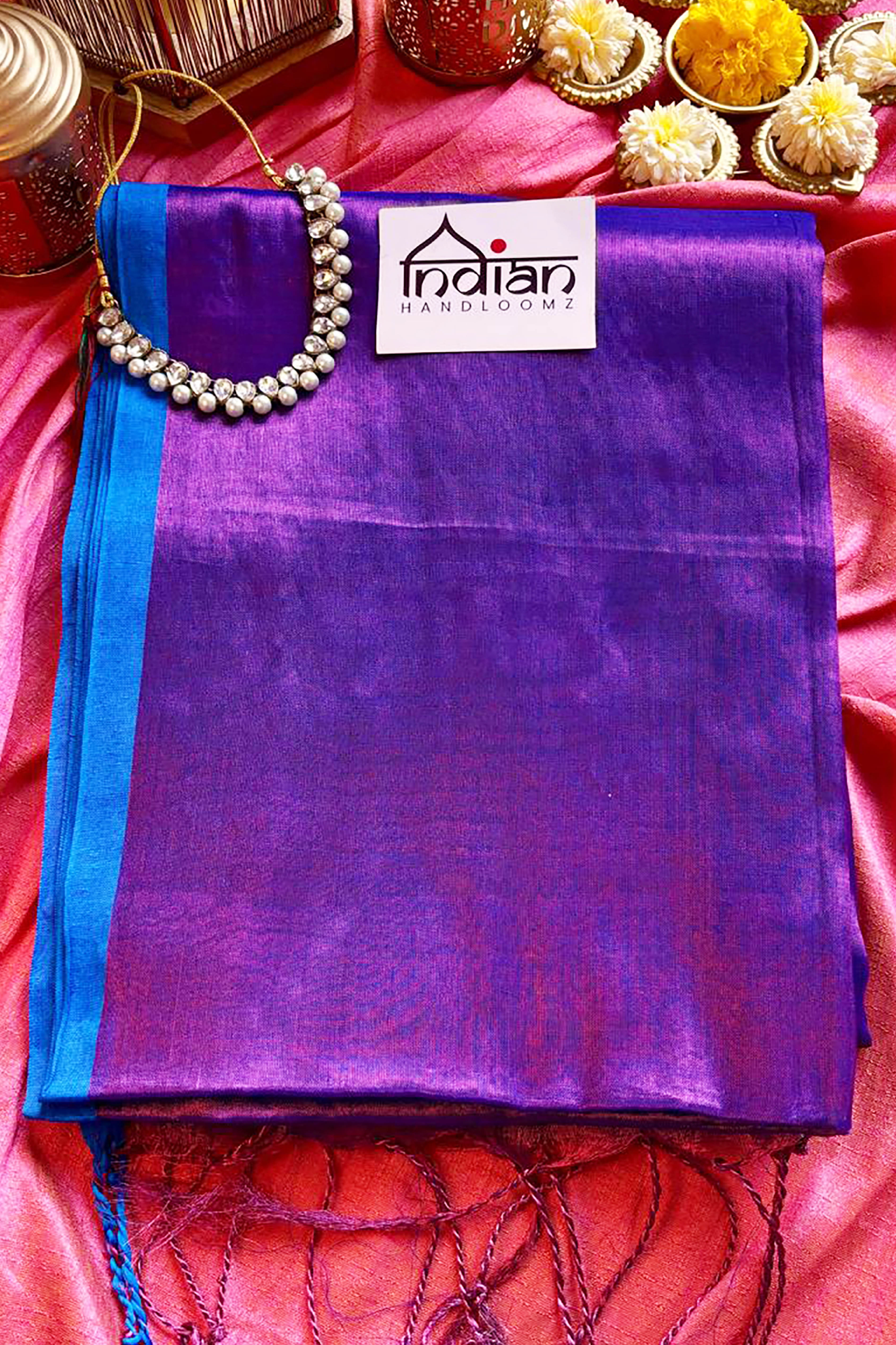 Sahana Pure Tissue Linen Saree in Aubergine Colour